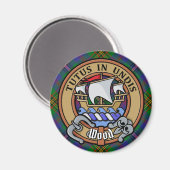Clan Wood Wappen über Tartan Magnet (Vorderseite/Rückseite)