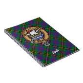 Clan Wood Wappen über Tartan Notizblock (Rechte Seite)