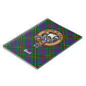 Clan Wood Wappen über Tartan Notizblock (Linke Seite)