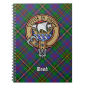 Clan Wood Wappen über Tartan Notizblock (Vorderseite)