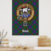 Clan Wood Wappen über Tartan Poster (Küche)