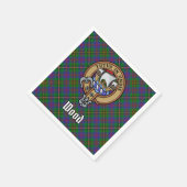 Clan Wood Wappen über Tartan Serviette (Ecke)