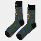 Clan Wood Wappen über Tartan Socken (Linkes Detail)