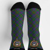 Clan Wood Wappen über Tartan Socken (Oben)