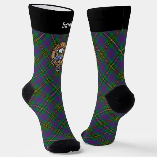 Clan Wood Wappen über Tartan Socken (Gewinkelt)