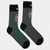 Clan Wood Wappen über Tartan Socken (Rechts)