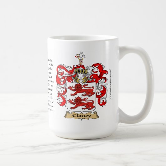 Clancy, der Ursprung, die Bedeutung und das Wappen Kaffeetasse (Rechts)