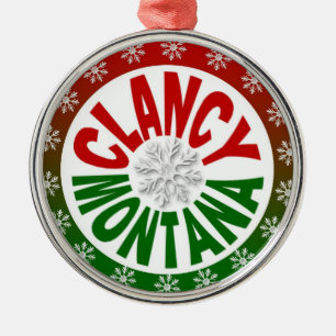 Clancy Montana Rot-grüne Schneeflocke Silbernes Ornament