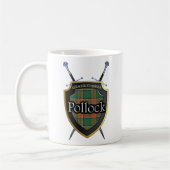 ClanPollocktartan-Schild und Schwerter Kaffeetasse (Links)
