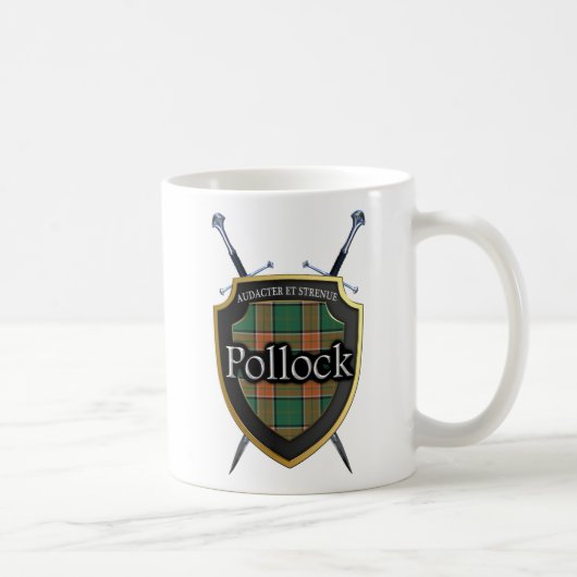 ClanPollocktartan-Schild und Schwerter Kaffeetasse (Rechts)