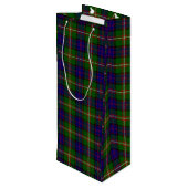 Clanranald tartan blau grün kariert geschenktüte für weinflaschen (Rückseite Schrägansicht)