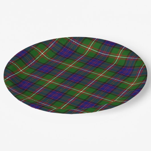 Clanranald tartan blau grün kariert pappteller (Schrägansicht)