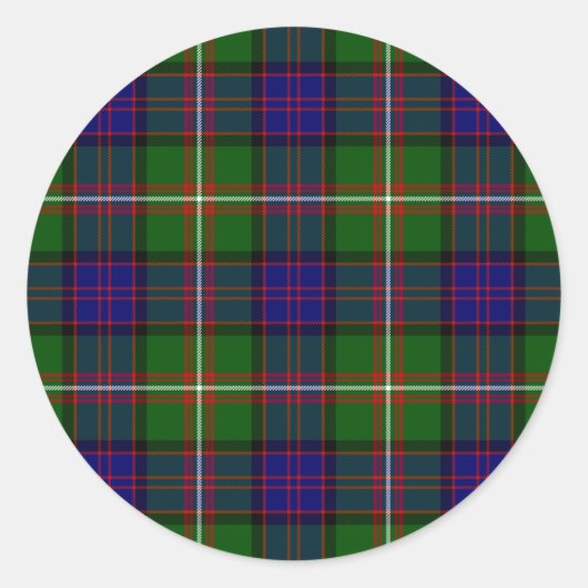 Clanranald tartan blau grün kariert runder aufkleber (Vorderseite)