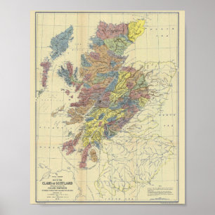 Clans of Scotland Historical Map Clan Locations Poster