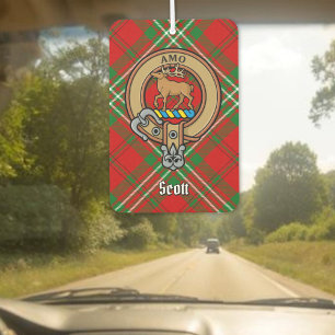 Clans Scott-Wappen auf rotem Tartan-Luftfrischer Autolufterfrischer