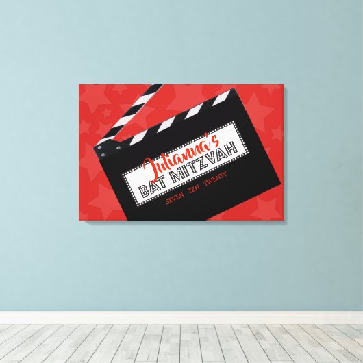 CLAPBOARD Bar Bat Mitzvah Sign in Memory Board Leinwanddruck (Insitu (Holzboden))