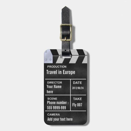 clapperboard Kino Gepäckanhänger (Vorderseite vertikal)