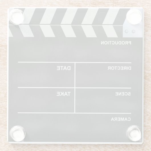 Clapperboard Kino Glasuntersetzer (Rückseite)