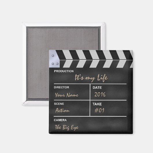 Clapperboard Kino "It's my Life" Magnet (Vorderseite/Rückseite)