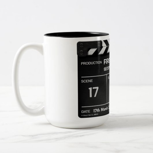 CLAPPERBOARD KLASSISCHE Tasse mit Ihrem Text (Links)