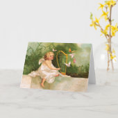 Clapsaddle: Angel spielt Harfe Karte (Gelbe Blume)