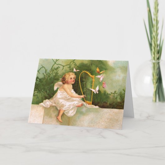 Clapsaddle: Angel spielt Harfe Karte (Vorderseite)