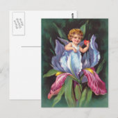 Clapsaddle: Blumencherub Iris Postkarte (Vorne/Hinten)