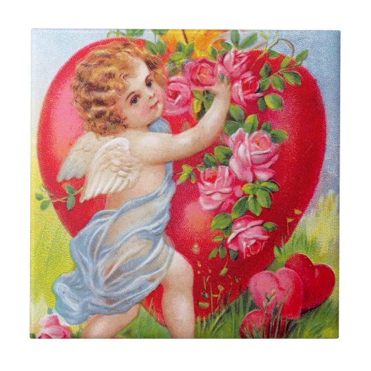Clapsaddle: Cherub der Liebe Fliese (Vorderseite)