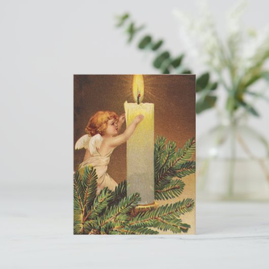 Clapsaddle: Engel auf Twig Postkarte (Stehend Vorderseite)