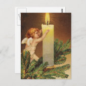 Clapsaddle: Engel auf Twig Postkarte (Vorne/Hinten)