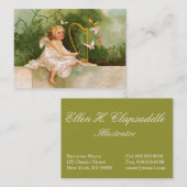 Clapsaddle: Engel, der Harfe spielt Visitenkarte (Vorne/Hinten)