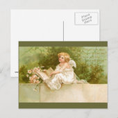 Clapsaddle: Engel mit Buch und Blumen Postkarte (Vorne/Hinten)