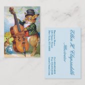 Clapsaddle: Häschen mit Cello Visitenkarte (Vorne/Hinten)
