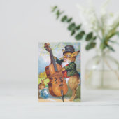 Clapsaddle: Häschen mit Cello Visitenkarte (Stehend Vorderseite)