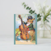 Clapsaddle: Hase mit Cello Postkarte (Stehend Vorderseite)