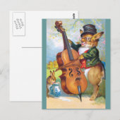 Clapsaddle: Hase mit Cello Postkarte (Vorne/Hinten)