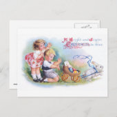 Clapsaddle: Kinder, die mit Häschen spielen Postkarte (Vorne/Hinten)