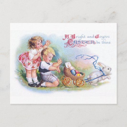 Clapsaddle: Kinder, die mit Häschen spielen Postkarte (Vorderseite)