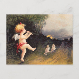Clapsaddle: Kleiner Cherub mit Flöte Postkarte