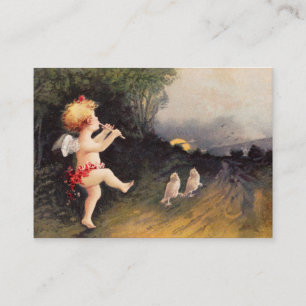 Clapsaddle: Kleiner Cherub mit Flöte Visitenkarte