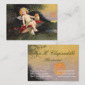 Clapsaddle: Kleiner Engel auf Pilz Visitenkarte (Vorne/Hinten)