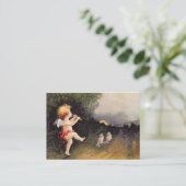 Clapsaddle: Kleiner Engel mit Flöte Visitenkarte (Stehend Vorderseite)