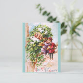 Clapsaddle: Mistelzweig-Vater mit Engeln Postkarte (Stehend Vorderseite)