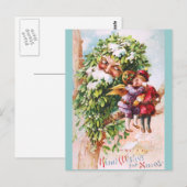 Clapsaddle: Mistelzweig-Vater mit Engeln Postkarte (Vorne/Hinten)