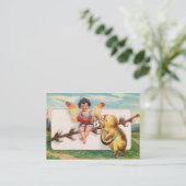 Clapsaddle: Musik, die Ostern-Fee macht Visitenkarte (Stehend Vorderseite)