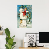 Clapsaddle: Snowman mit Angel Girl Poster (Heimbüro)