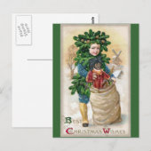 Clapsaddle: Tannenbaumjunge mit Puppe Postkarte (Vorne/Hinten)