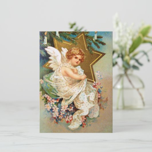 Clapsaddle: Weihnachtsengel Einladung (Stehend Vorderseite)