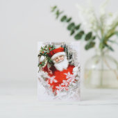 Clapsaddle: Weihnachtsmann mit Stechpalme Visitenkarte (Stehend Vorderseite)