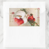 Clapsaddle: Winter-Mädchen mit Stechpalmen-Hut Rechteckiger Aufkleber (Tasche)